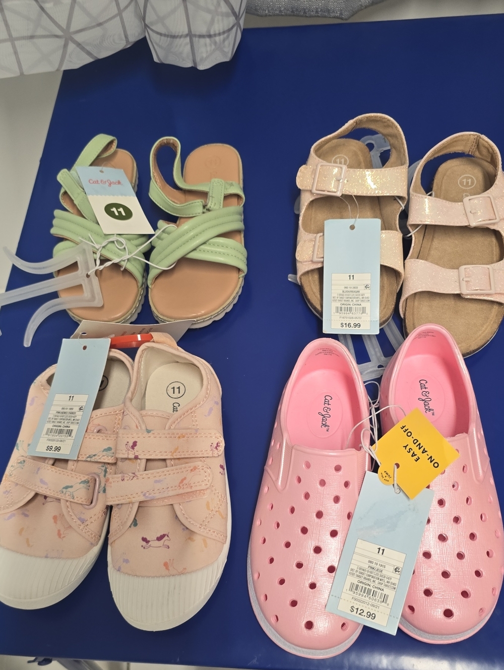 Cat & Jack Girls Light Pink and Mint Green Sandal & Clog Shoe Mix - Size 11